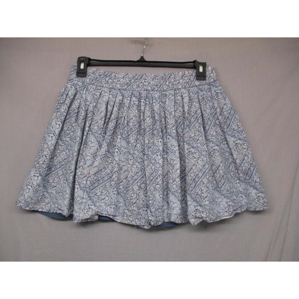 American Eagle Light Blue White Boho Floral Casual Aline Skirt Womens Size Large